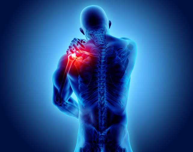 3D illustration of shoulder pain
